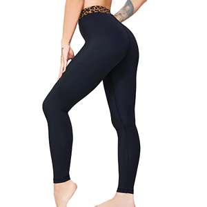 Ensemble de yoga 2 pièces pour femme, soutien-gorge de sport et leggings longs, noir uni, en spandex et nylon, taille élastique en V, extensible dans les quatre sens - Product Image 6