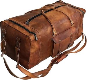 Bolsa de lona de cuero hecha a mano para hombre, equipaje de viaje de cuero genuino, fin de semana, durante la noche, bolsa de gimnasio, proveedor mayorista - Product Image 1