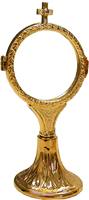Monstrance Reliquaire en Laiton Plaqué Or à Thème Angélique, Forme Ronde, Finition Polie, Marque MKI, Prix Compétitif