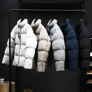 New Wholesale Custom <b>Canvas</b> Stand Collar Front Logo Waterproof Quick Dry Hooded Puffer <b>Jacket</b> for <b>Men</b> Winter 2025 - Product Image 3