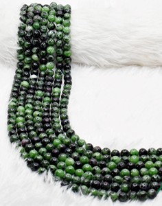 Cuentas redondas sueltas de 8 mm de zoisita rubí natural de calidad premium, cristal semiprecioso para la fabricación de joyas y meditación. - Product Image 1