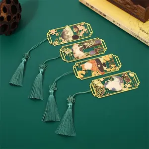 Customization Ancient Chinese style lovely cat Hollow out metal bookmarks gift for friend