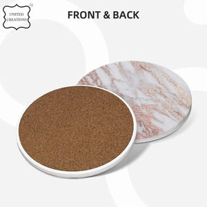 Customizable Size Classic Marble <b>Coaster</b> Set <b>Ceramic</b> Wooden and Marble Stone Cup <b>Coasters</b> Natural Wood and Classic Style - Product Image 2