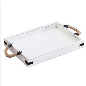 Bandeja Rectangular de Madera Hecha a Mano con Asas de Cuerda, Fabricante Ecológico de Madera de Pino, Tamaño Personalizado, Decoración de Comida - Product Image 3