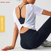 Novo Chega Respirável Macio Manga Sem Encosto Encabeça Tee Camiseta Yoga Yoga Leggings de Fitness Ginásio Desgaste para As Mulheres
