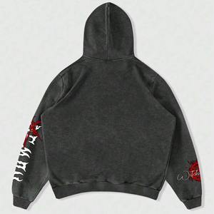 Sweat à capuche décontracté surdimensionné pour hommes coupe ample manches longues lettre et caractère imprimé 100% coton polaire - Product Image 6