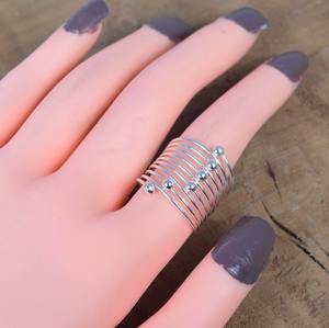 Anillo de bola de plata de banda múltiple, anillo hecho a mano de plata 925, joyería, anillo de bola en espiral, elegante anillo liso de plata de banda múltiple, regalo para ella - Product Image 2