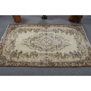 พรมขนสัตว์6.7ft สีเบจสีน้ำตาลคลาสสิกขนาด3.9 x แบบตุรกีดีไซน์แบบเย็บปะติดสำหรับทางเข้าห้องนั่งเล่นหรือห้องนอน - Product Image 3