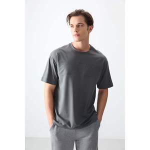 T-shirt basique pour homme Air Jones, couleur kaki, coupe ample, en tissu épais et doux en mélange de coton - Modèle 88378 - Product Image 1