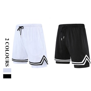 Short de sport pour hommes à deux couches à séchage rapide de haute qualité respirant 2-en-1 maille basket-ball entraînement Fitness impression solide expédition DDP - Product Image 2