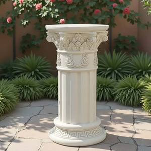樹脂製ローマ風柱台座 - クラシックなヨーロッパスタイルのフラワースタンド（庭の装飾用）、結婚式の小道具用装飾柱 - Product Image 2