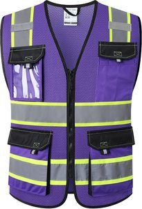 เสื้อกั๊กนิรภัยสะท้อนแสงทำจากโพลีเอสเตอร์150GSM ระบายอากาศได้ดีชุดทำงานผ้าตาข่ายสีเขียวน้ำหนักเบาพร้อมโลโก้เพื่อความปลอดภัยและการจราจร - Product Image 2