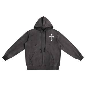 Suéter tipo jersey vintage lavado, resistente, diseño del fabricante, sudadera con capucha extragrande para hombre, 100% algodón, estilo desgastado, unisex - Product Image 3