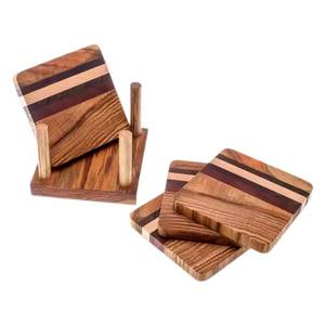 Ensemble de sous-verres carrés en bois classiques et luxueux pour café, thé et boissons, sous-verres en bois faits à la main, résistants à la chaleur, décoration de table - Product Image 2