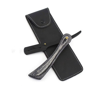 มีดโกนตรงสีดำสำหรับผู้ชายมีดโกนหนวดแบบใช้แล้วทิ้งมีด้ามจับไม้สำหรับช่างตัดผม - Product Image 3