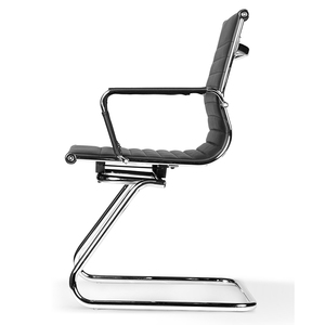 Chaise de bureau ergonomique contemporaine HOM1007-03 en cuir moderne, dossier mi-haut, base cantilever chromée, design relevable, mousse - Product Image 5