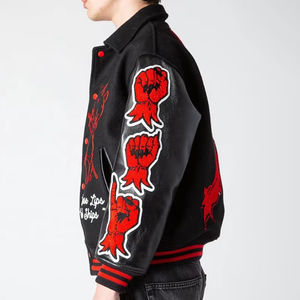 Chaqueta Universitaria de Lana Personalizada para Hombre 2025, Parches Bordados en la Parte Delantera, Talla Grande, Cuello Alto, Transpirable, de Secado Rápido, OEM - Product Image 4