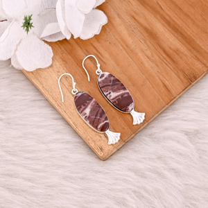 Pendientes de Piedras Preciosas de Jaspe Malinga Estilo Bohemio, Pendientes Colgantes de Latón Plateado en Plata, Joyería de Regalo para Mujer - Product Image 3