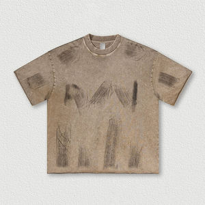 T-shirt pour hommes T-shirt vierge surdimensionné Lavage à l'acide T-shirts vintage courts et décolorés pour hommes - Product Image 2