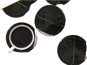 Sous-verres en onyx noir avec support, sous-verres en marbre noir Viski, lot de 6 sous-verres - Product Image 5