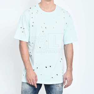 Camiseta para Hombre con Efecto Desgastado, 100% Algodón Canvas, Logotipo Personalizado OEM, Secado Rápido, Ecológica, Corte Holgado, Precio al por Mayor - Product Image 1