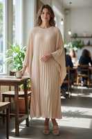 Robe Kaftan Unie Couleur Personnalisée pour Femmes Courtes, Grandes Tailles et Courbes, Élégante pour Invitée de Mariage, Fête Bohème, 100% Coton, Coupe Trapèze