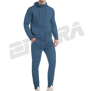 Conjunto de ropa deportiva para hombre Color sólido Chaqueta con cremallera completa y pantalones Chándal estampado informal Conjunto de entrenamiento de gimnasio de dos piezas - Product Image 3