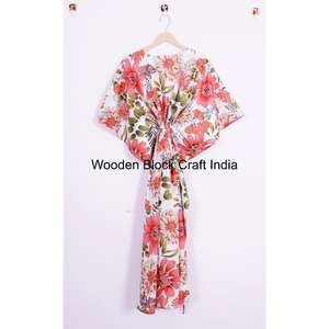 Caftán 100% Algodón, Vestido Indio de Algodón, Bata Bohemia de Algodón, Ropa de Verano, Caftán para Dormir, Caftán para Mujer para Regalo - Product Image 5