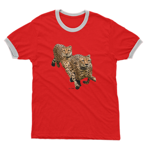 Cheetah Brothers Adult Ringer T-<b>Shirt</b> 100% Cotton Jersey Loose Fit 280 Gram Fabric Weight <b>Compressed</b> with Pattern Design - Product Image 2