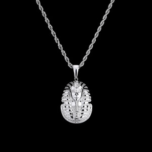 Nuova Collana con Pendente Faraone Egizio Antico Tutankhamon Placcato Oro Ghiacciato con Zirconi e Diamanti Sintetici per Uomo e Donna con Catena a Corda - Product Image 6