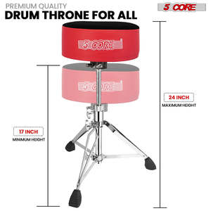 5 Core Drum Throne 5 Padded Guitar <b>Stool</b> Adjustable 310lbs Capacity Heavy Duty Seat w Velvet Top - Product Image 3