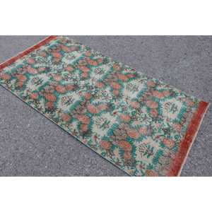 พรมวินเทจ 3.2x6.5 ฟุต สีแดงเขียวลายทาง พรมขนสัตว์ตุรกี - Product Image 1