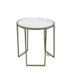 Home Decorative Furniture Iron and Marble <b>Round</b> Side <b>Table</b> White Luxury Design Coffee <b>Table</b> for Living Room Bedroom Handmade - Product Image 1