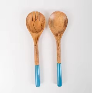 Acacia Wood And Epoxy Resin <b>Spoon</b> Handle High Quality Resin Wood <b>Salad</b> Server <b>Spoon</b> Set - Product Image 1
