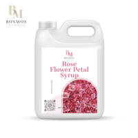 Sirop liquide aux pétales de rose Bosmos, bouteilles de 5 kg - Certifié HALAL/HACCP/ISO 22000, pour bubble tea rose, en bouteilles/cartons, durée de conservation 12 mois