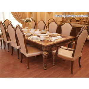 Juego de Comedor Europeo Moderno de 10 Plazas Tallado a Mano, Madera de Teca de Lujo, Tamaño y Color Personalizables, Muebles de Comedor de Última Generación, EE. UU. - Product Image 1