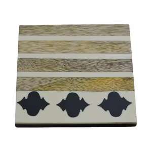 Vente directe d'usine de haute qualité écorce bois sous-verre ensemble argent cuivre et laiton couvert prix tapis et tampons - Product Image 2