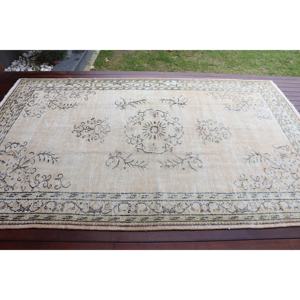 Alfombra de 6x9.3 pies, Alfombra Turca Grande, Alfombra Blanca a Cuadros - Product Image 3