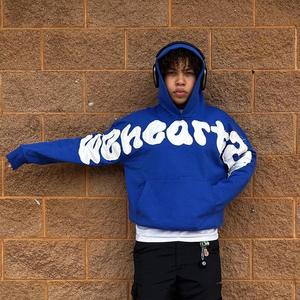 Sudadera con capucha de forro polar ecológico de 400 g/m² para hombre, corte regular, con bordado desgastado y letras, personalizada, para invierno, venta al por mayor - Product Image 5