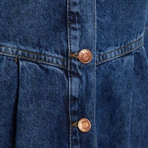 Vestido vaquero holgado con volantes de manga larga con cuello vuelto coreano personalizado para mujer, Diseño de manga de globo personalizado, fabricantes OEM - Product Image 4