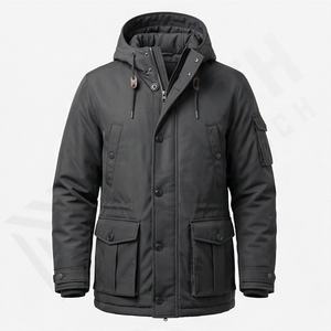Veste bomber de travail pour homme matelassée de couleur personnalisée Rembourrage en coton Polaire 220g Parka de mode formelle Utilitaire Col montant à capuche - Product Image 1