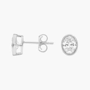 Boucles d'oreilles classiques à sertir avec diamants ovales de 0,75 carat, diamants de laboratoire en or massif 14 carats, pour mariage, fiançailles et soirées - Product Image 4