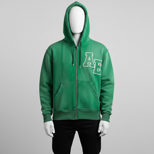 Sudadera con Capucha Extra Grande para Hombre, con Bordado Personalizado, Cierre de Cremallera, Teñida al Sol, Desgastada, de Algodón Grueso, Lavada con Ácido, para el Invierno de 2024 - Product Image 2