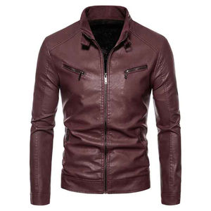 Chaqueta de Cuero Vacuno Genuino de Alta Calidad, Impermeable, de Marca, Estilo Urbano, Ecológica, Talla Grande, Transpirable, para Hombre - Product Image 1
