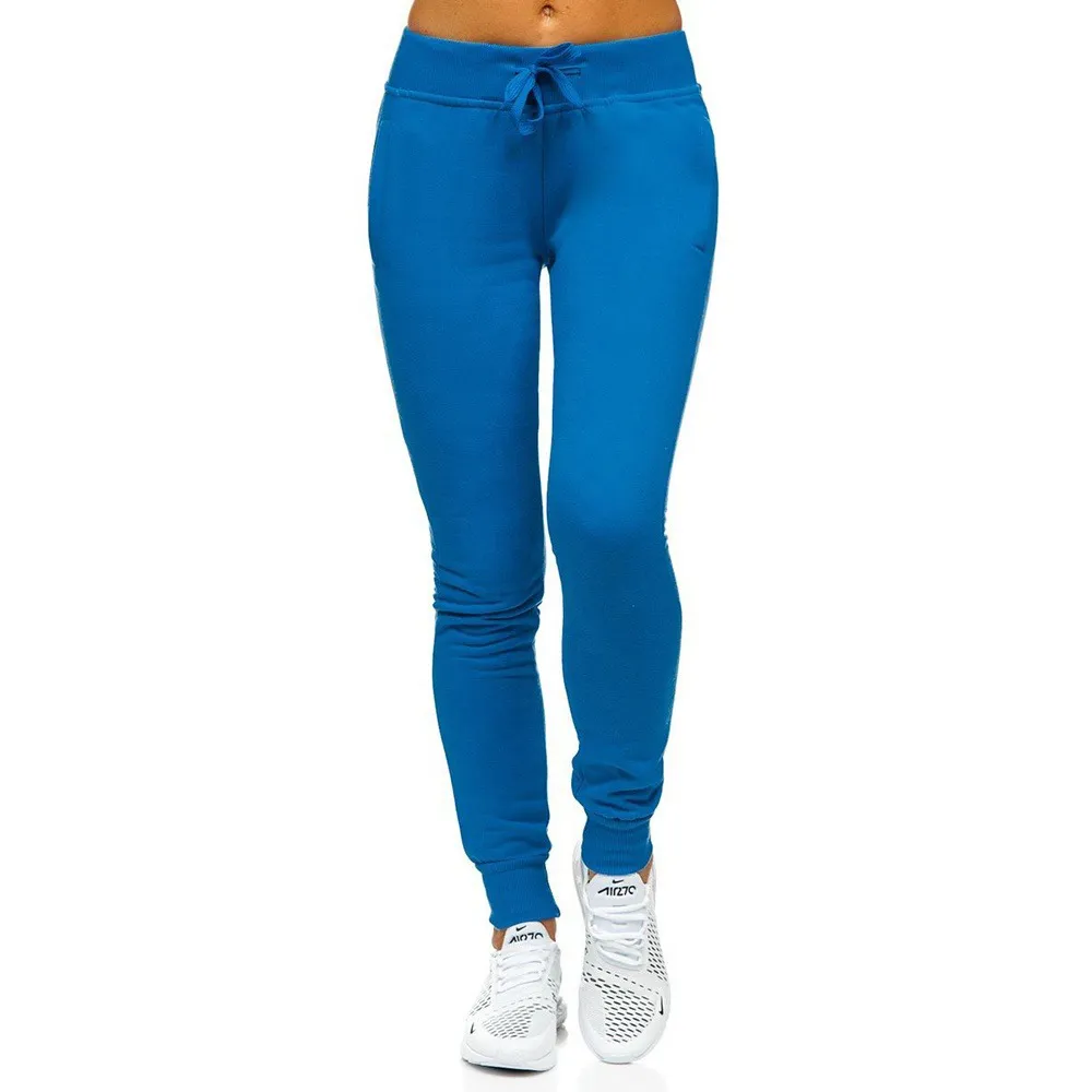 Women sweat pants for running 2023 high quality skinny fit sports joggers women Pocket customized blue dyed Hot sale sweat pants