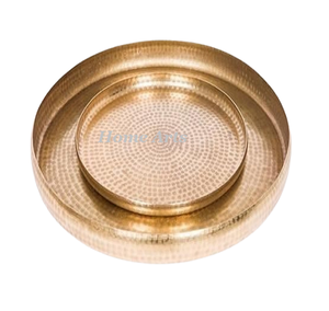 Bandeja para servir alimentos de acero inoxidable con mango azul de hierro Forma personalizada Bandeja para servir té café de gran tamaño en India - Product Image 6