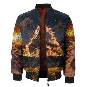 Chaqueta bomber acolchada para hombre con logotipo personalizado OEM, cortavientos impermeable de nailon para Otoño/Invierno, cuello con capucha, tejido, diseño sublimado - Product Image 5