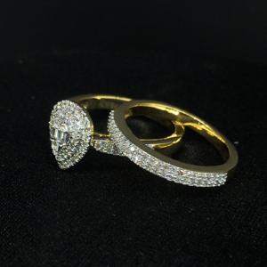 10kt Classic Yellow <b>Gold</b> Bridal <b>Ring</b> <b>Set</b> with Round Diamond 0.48cts and Baguette Diamond 0.04cts for Wedding & Anniversary - Product Image 2