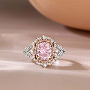 Bague Jeulia Princess Aura en argent sterling plaqué or avec morganite synthétique taille ovale bicolore et halo, idéale pour un anniversaire - Product Image 5