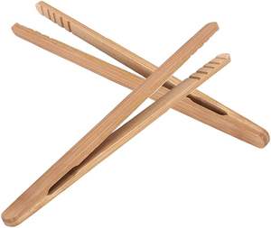 Bamboo <b>Toast</b> <b>Tongs</b> 7 Inches Mini Wood Cooking <b>Tong</b> with Anti-slip Design Great for Serving Food/Toaster/Bread & Pickles/Sugar - Product Image 2